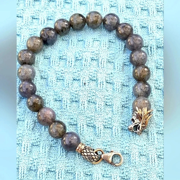 Artisan Crafted Labradorite Beaded Bracelet In 925 Sterling Silver - Picture 3 of 6